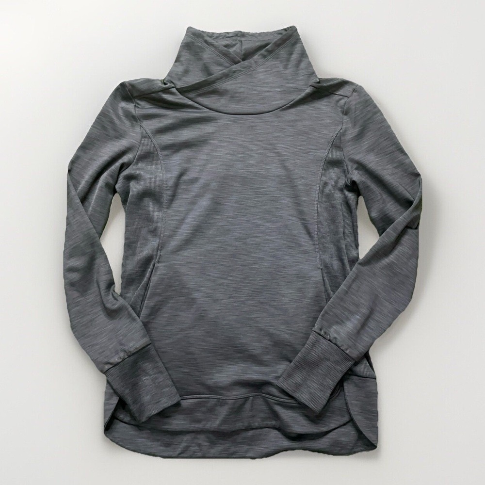 Athleta Stowe Pullover Sweatshirt Top Charcoal Heather SIZE XS  #870276 (G9)